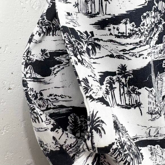 Marine Layer Camilla Dress Mini Button Front Lyocell Black White Foliage Small - Picture 8 of 14